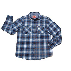 Coleman Mens Plaid Flannel Shirt Blue Button Front Cozy Soft Cabincore Sz Medium
